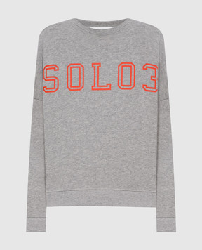 Solotre Grey melange sweatshirt with print M1D0235