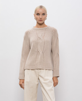 Enrico Mandelli Beige cashmere sweater with textured pattern 2KD54A5519
