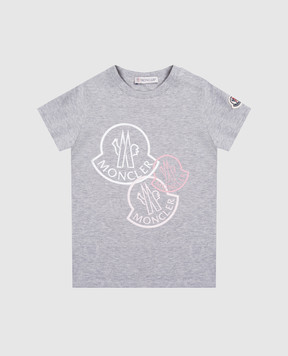 Moncler ENFANT Children's gray melange T-shirt with a logo J29518C000028790N