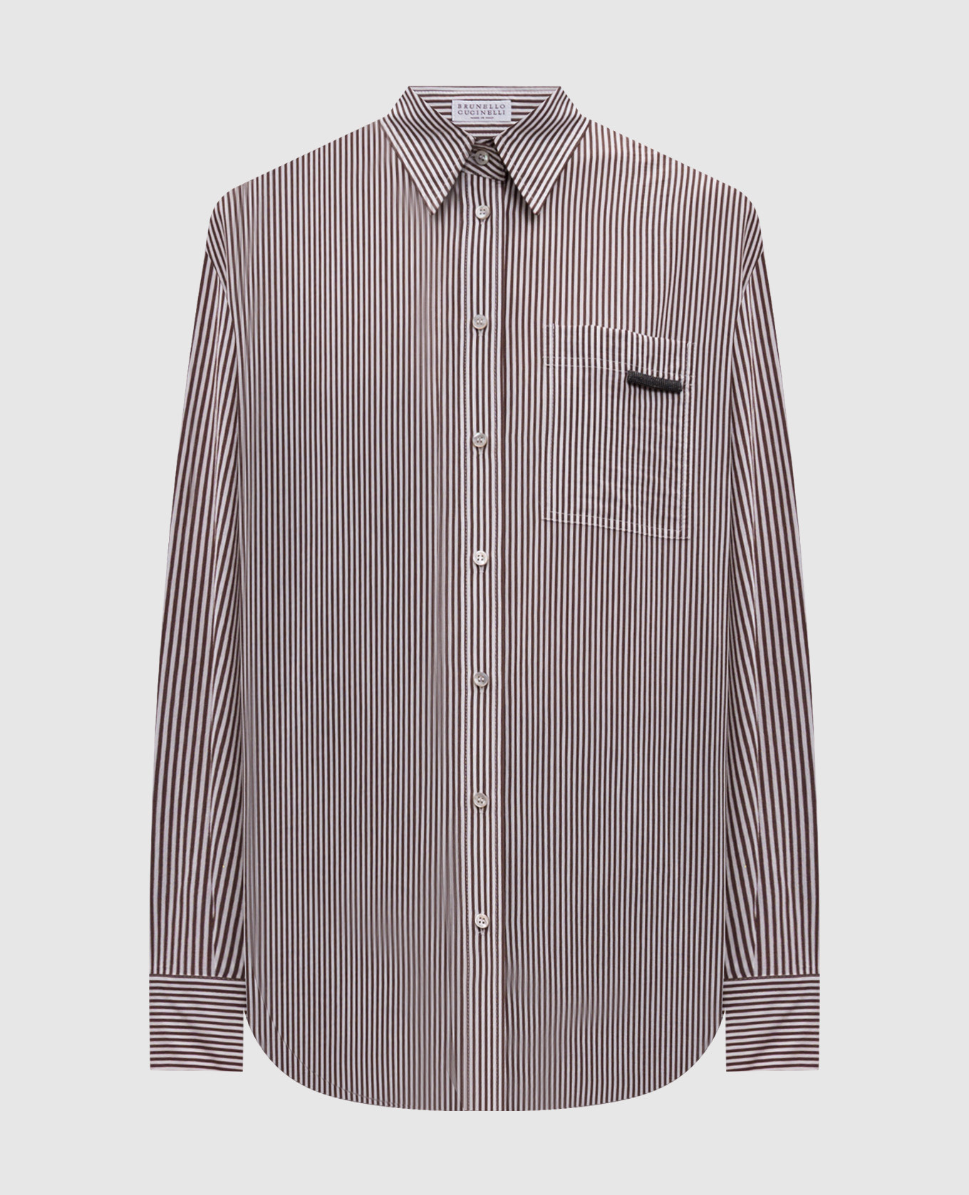 Brown striped shirt with monil chain Brunello Cucinelli