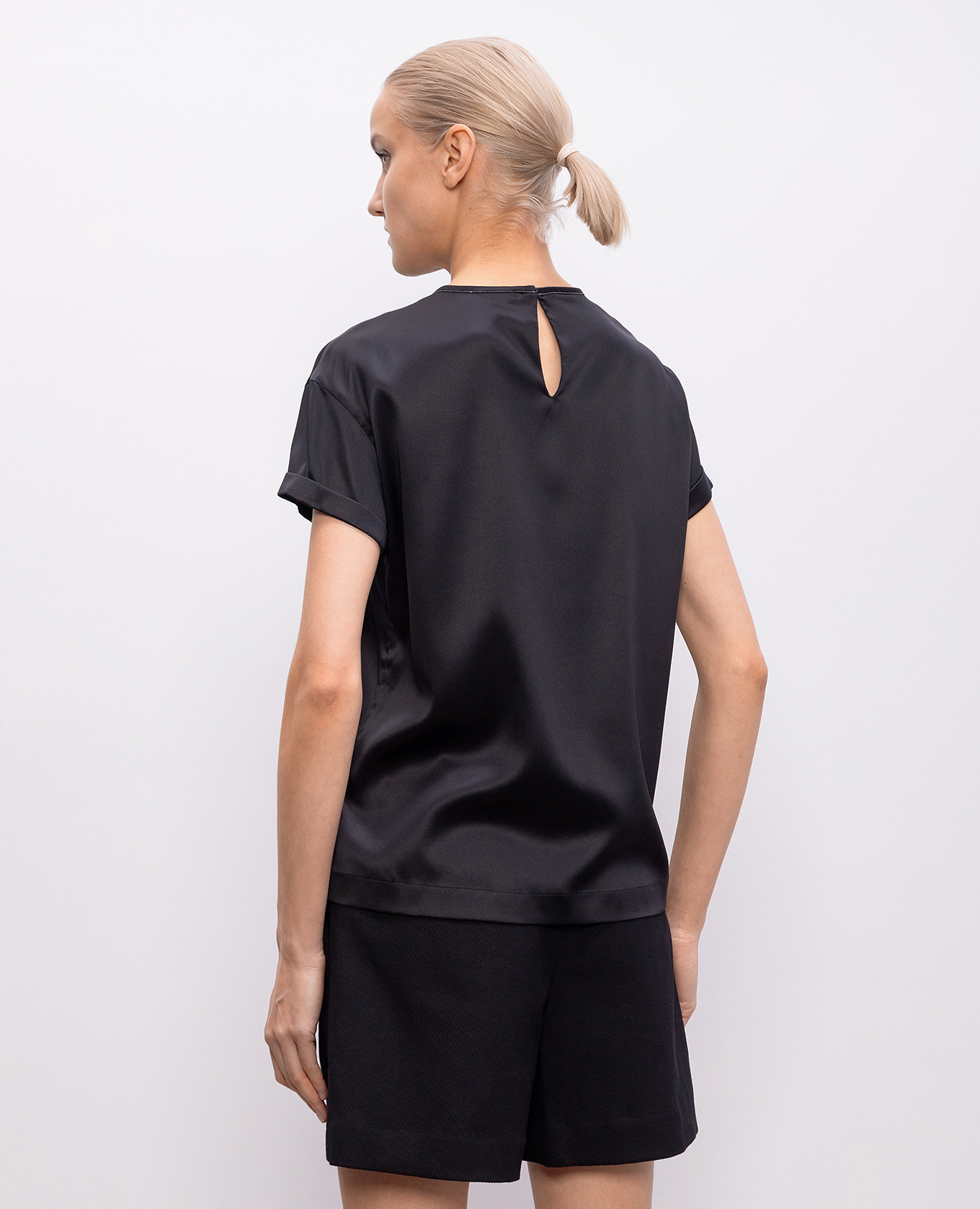 Black silk top with monil chain Brunello Cucinelli 4
