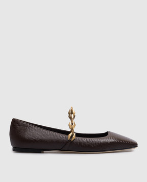 Jimmy Choo Diamond Tilda Flat brown leather ballet flats DIAMONDTILDAFLATCW