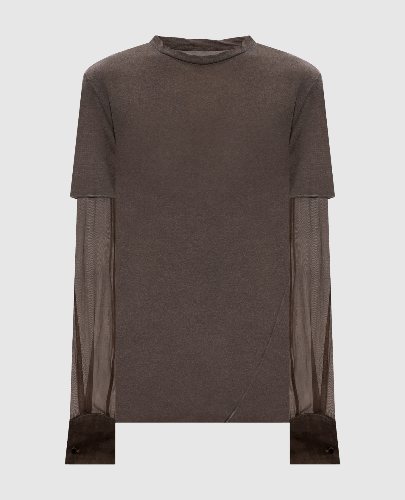 Brown double-layered silk T-shirt Masnada