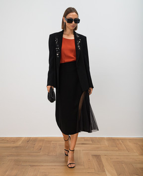 Lanvin Black midi skirt with drape RWST417T3504