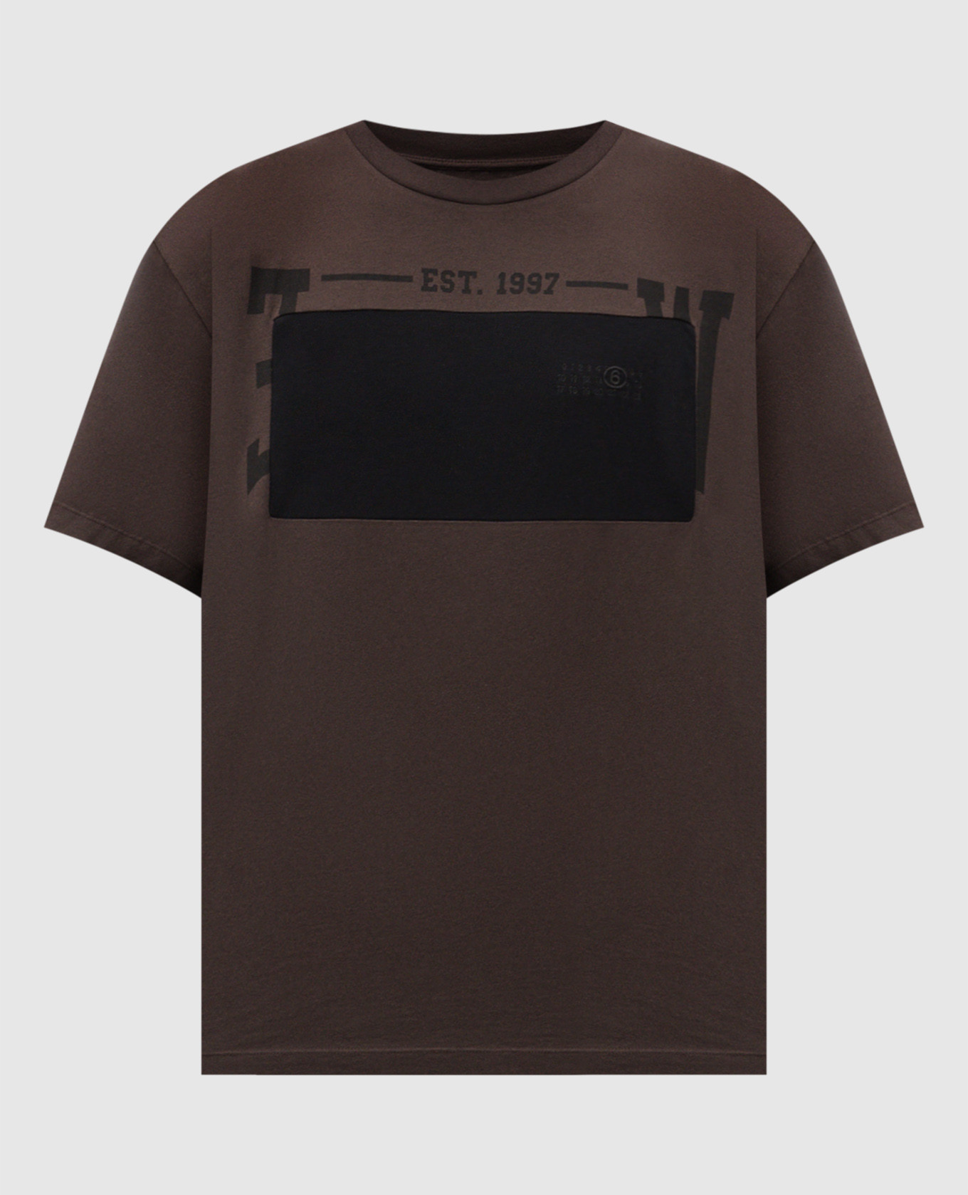 Brown T-shirt with embroidered logo Maison Margiela MM6