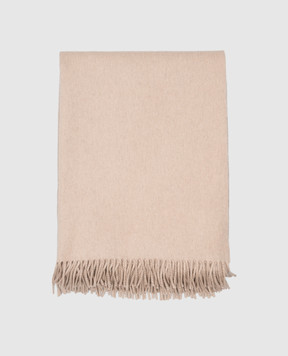 Brunello Cucinelli Beige cashmere plaid with fringe MPLC99922L