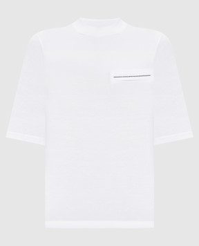 Peserico White T-shirt with a monil chain A06660J000079