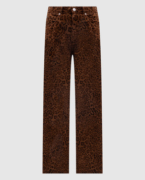 Twinset Brown jeans with animal print 252TP2580