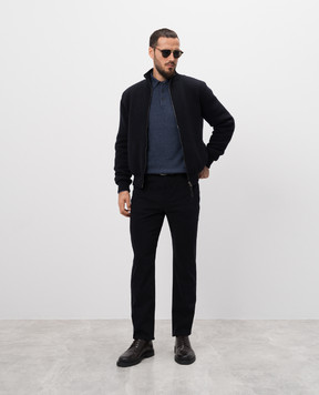 Cashmere&Whiskey Blue cashmere polo shirt MU7811312341R