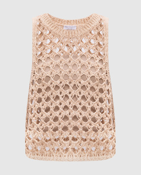 Brunello Cucinelli Beige openwork top M3Y371020st