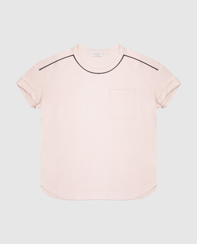 Brunello Cucinelli Children's pink T-shirt with a monil chain B0T81T439B