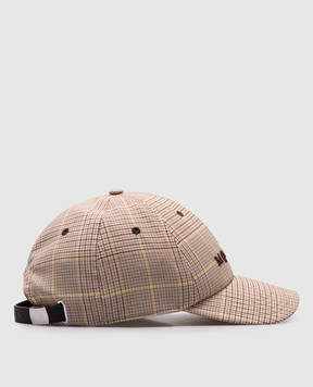 Alexander McQueen Beige wool checkered cap with logo 8386304200Q