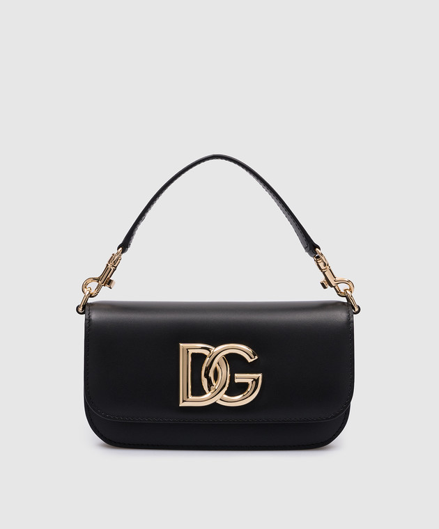 Dolce&Gabbana - Black leather crossbody bag 3.5 with metal logo