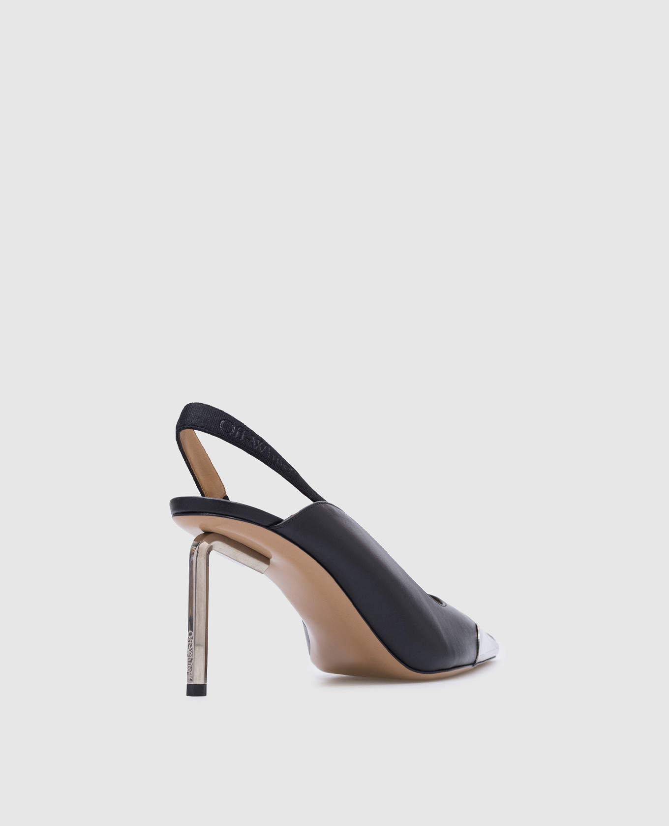 

Allen frame black leather slingbacks with logo engraving Off-White