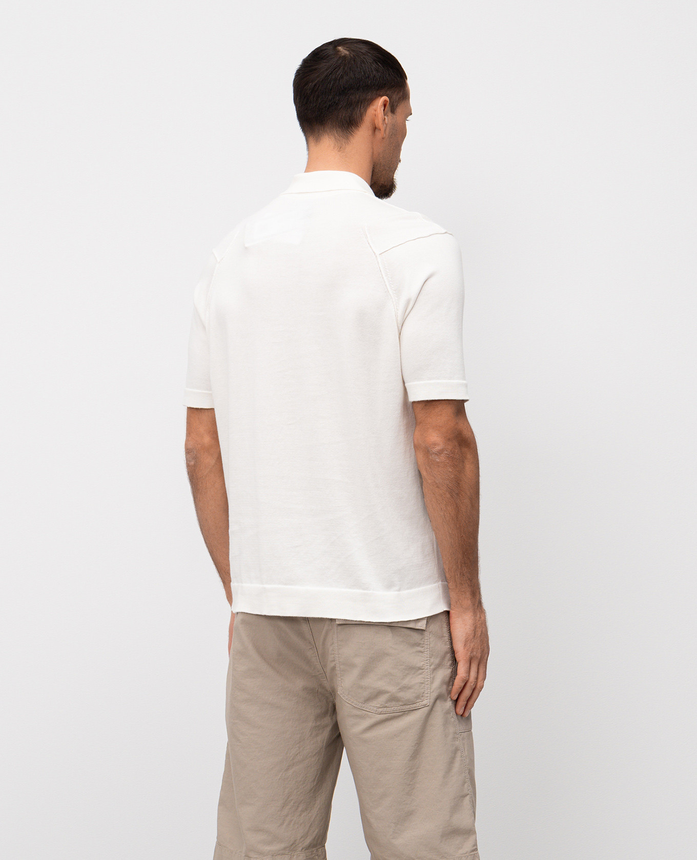 

White polo shirt with logo patch C.P. Company