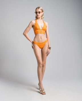 Ermanno Scervino Orange swimsuit panties with floral embroidery D444Y726OKF