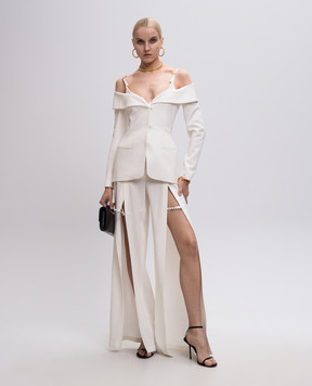 Thierry Mugler White wool pants with slits 25S1PA0493196