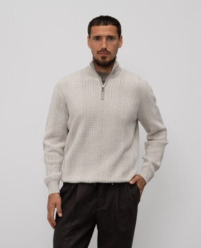 Brunello Cucinelli Beige cashmere sweater with a pattern M22709304