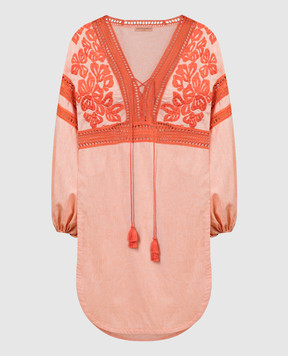 Ermanno Scervino Orange linen dress with embroidery D444K308LZS