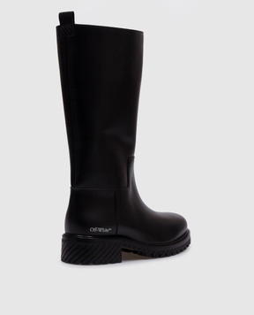 Off-White Black leather boots with logo OWIE044C99LEA001