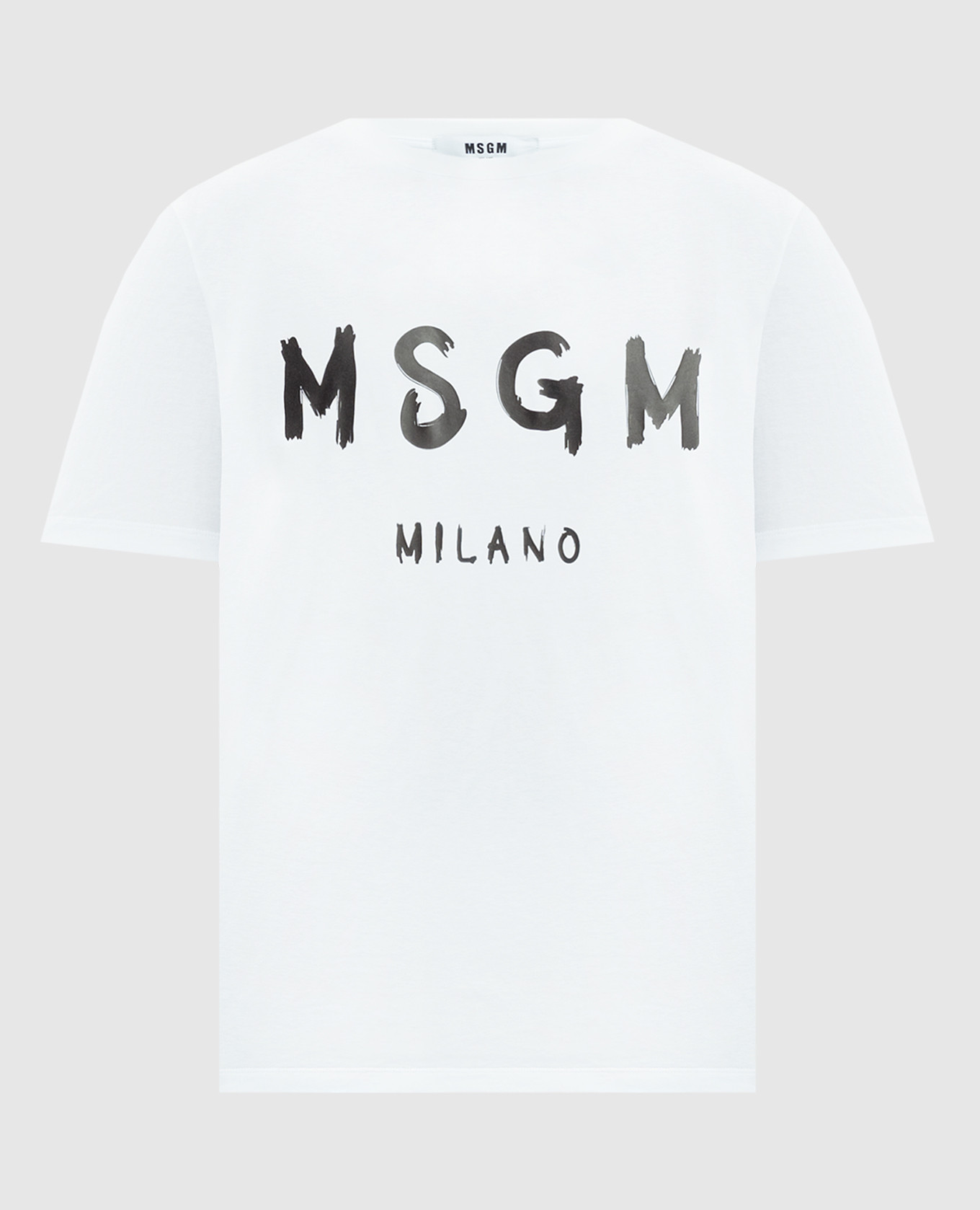 

White t-shirt with contrasting MSGM Brush Prose logo print MSGM