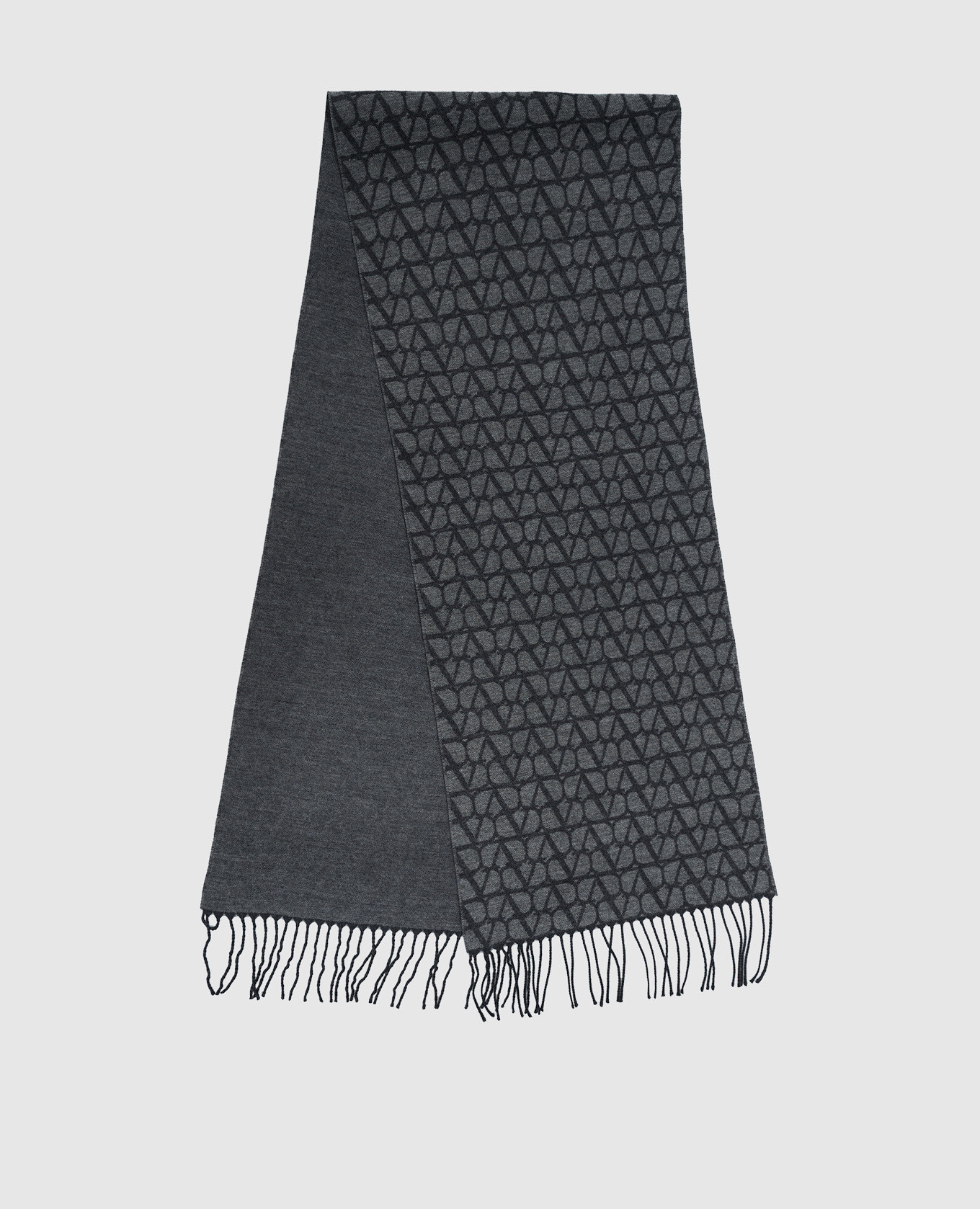 

Gray wool and cashmere scarf in Toile Iconographe pattern Valentino, Grey