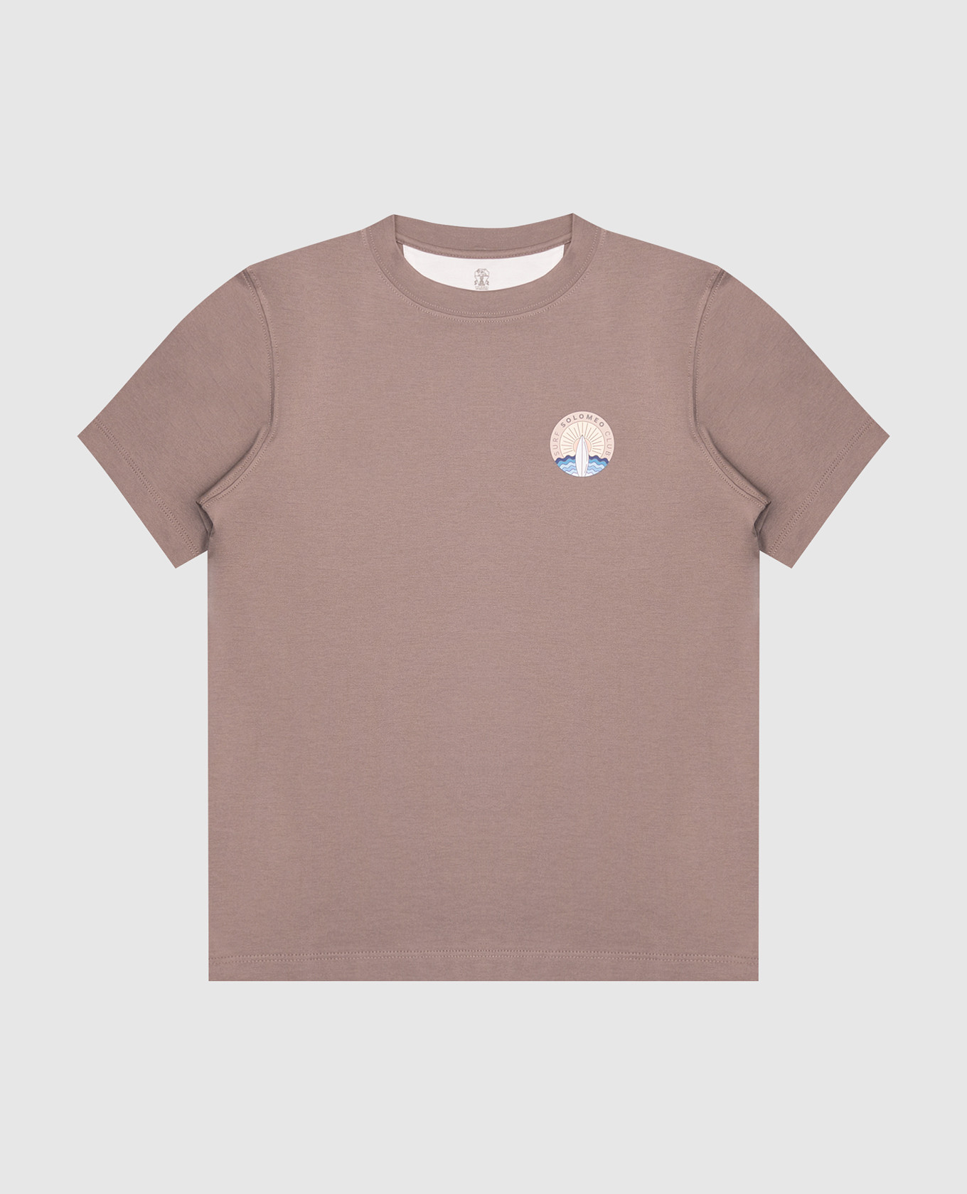 Children&#39;s brown T-shirt with print Brunello Cucinelli