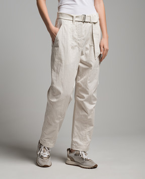 Brunello Cucinelli White pants with logo engraving ML180P8559