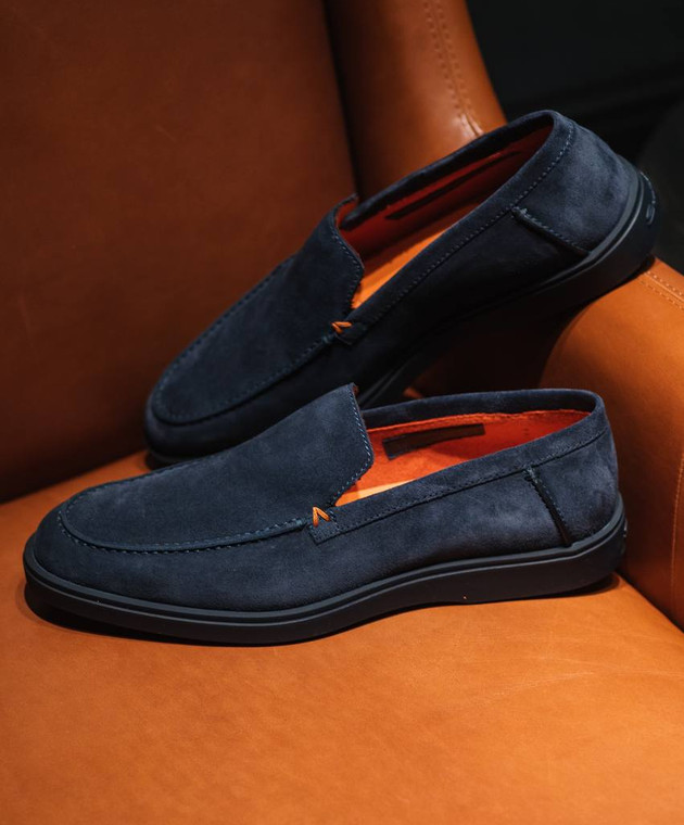 Santoni Blue suede loafers MGDG17824OOTKSVU image 6