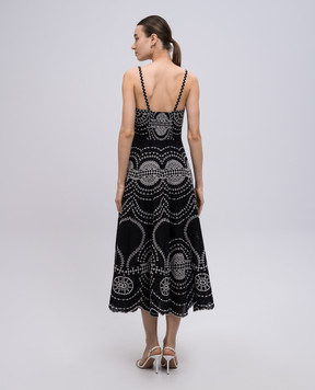 Charo Ruiz Catta black embroidered linen dress 254612