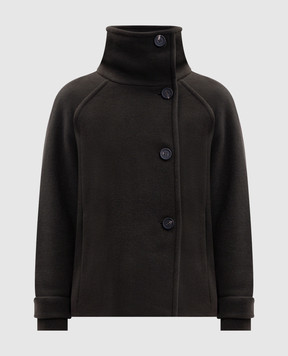 Peserico Brown double-breasted coat with wool and cashmere S2103603195