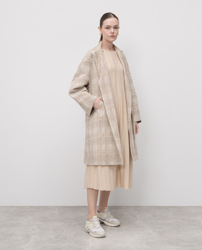 BOBOUTIC Beige checked linen coat 4868