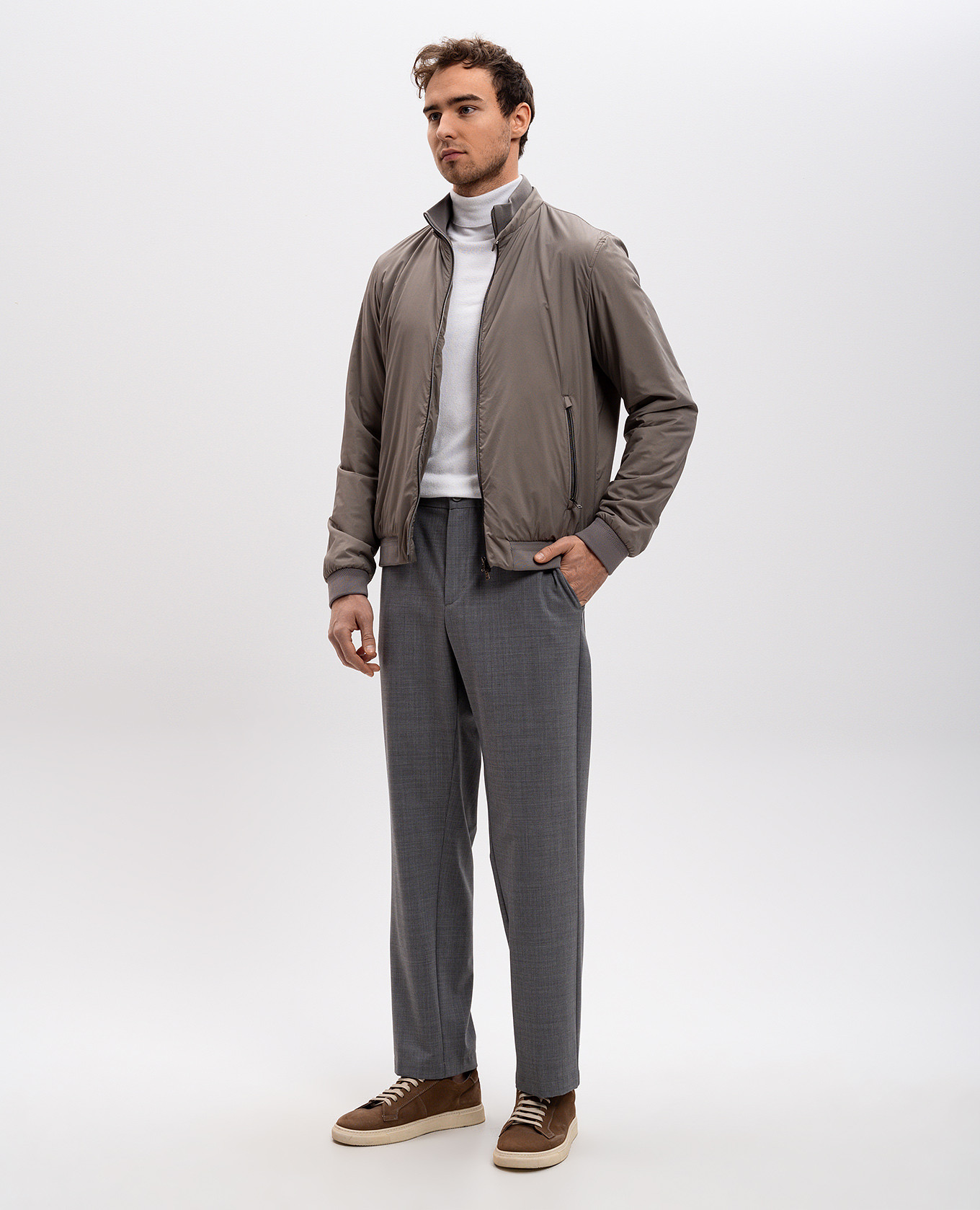 

Gray chinos with wool Herno, Grey