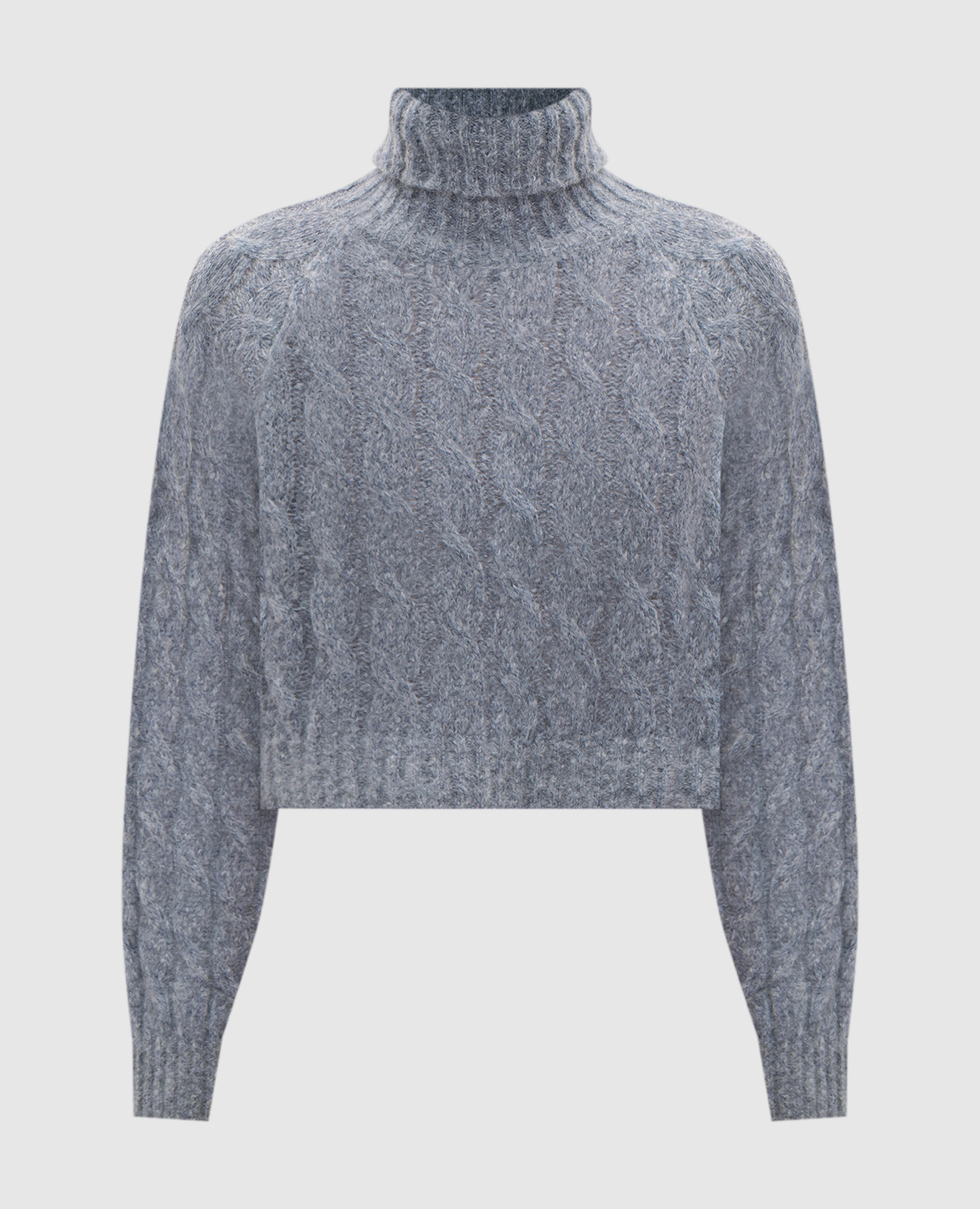 Gray wool sweater with monil chain brunello cucinelli