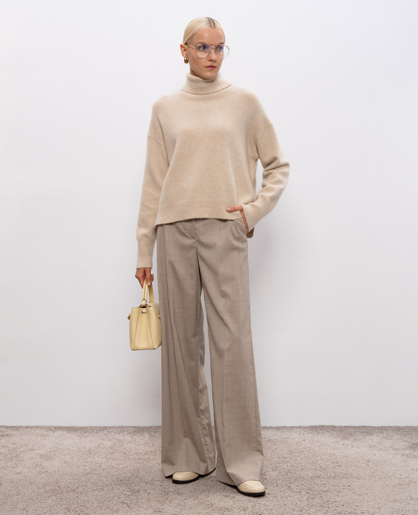 

Alana beige checked wool trousers JOSEPH