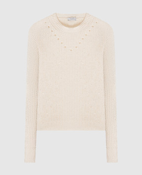 Peserico Beige jumper with sequins S99148F0509110