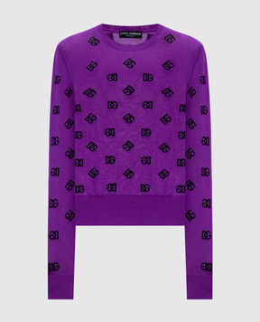 Dolce&Gabbana Purple wool and silk jumper with DG logo monogram FXJ34TJGMB2