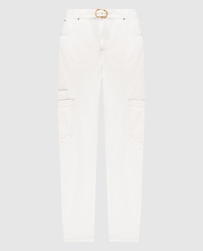 Twinset White cargo jeans with a belt 241TP2643