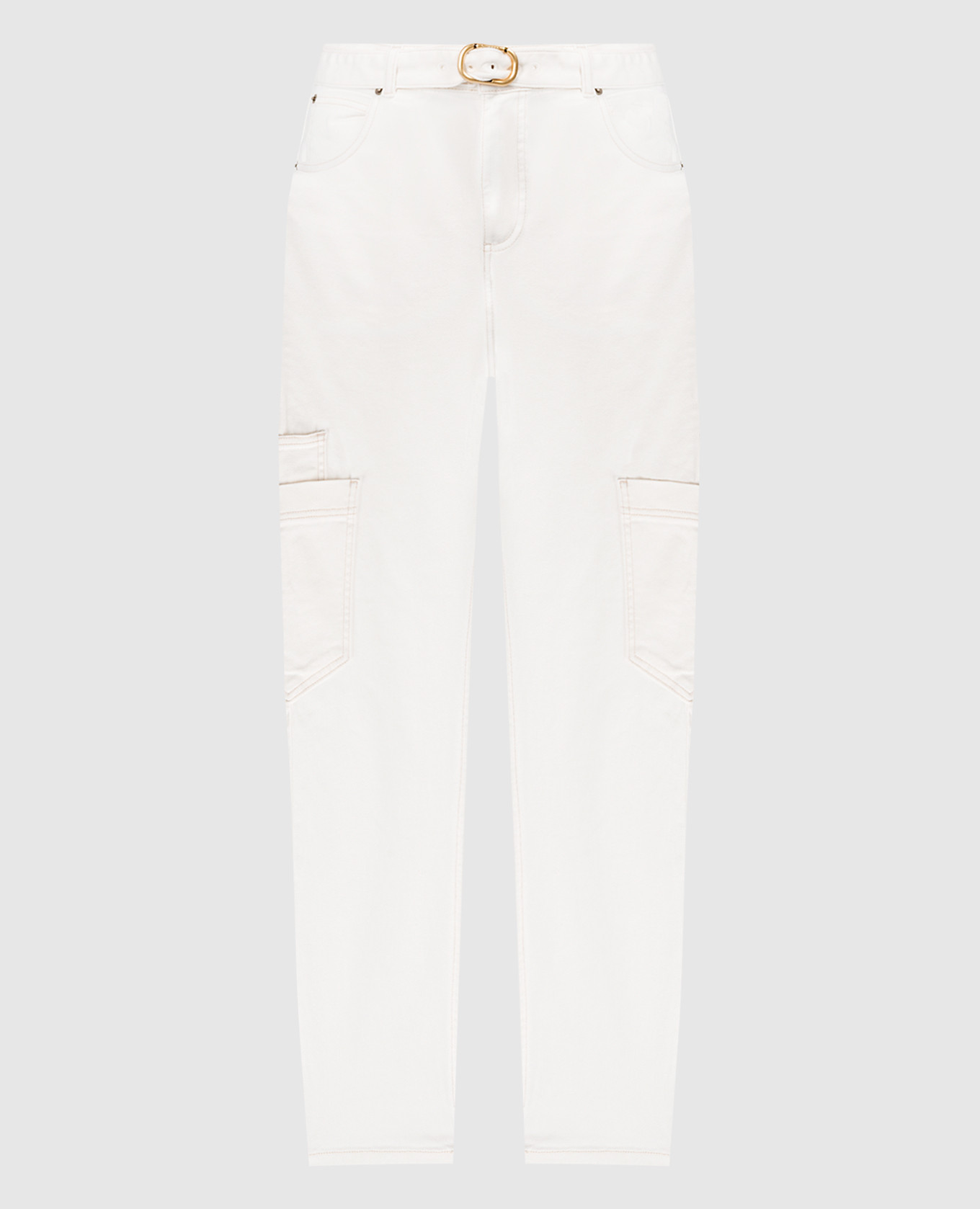 

White cargo jeans with a belt Twinset