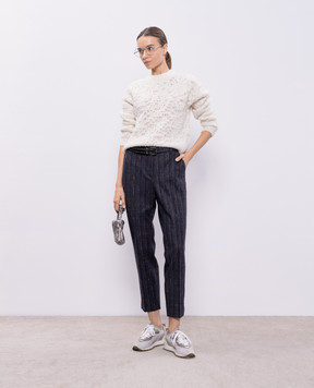 Peserico White openwork sweater with alpaca and lurex S99653F03B9196