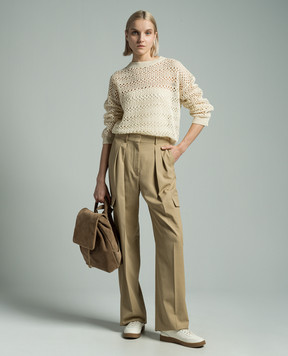Brunello Cucinelli Yellow openwork shawl made of linen and silk MRA581100