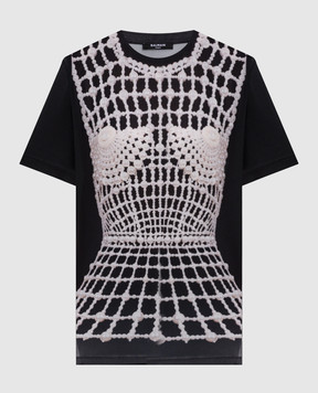 Balmain Black T-shirt with print EF1EF000GE48
