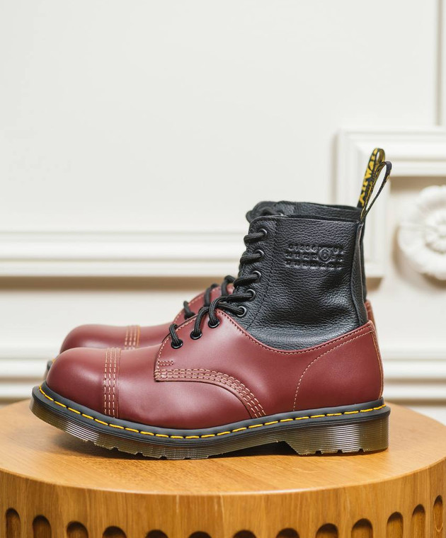 Maison Margiela MM6 - Burgundy leather boots MM6 x Dr. Martens