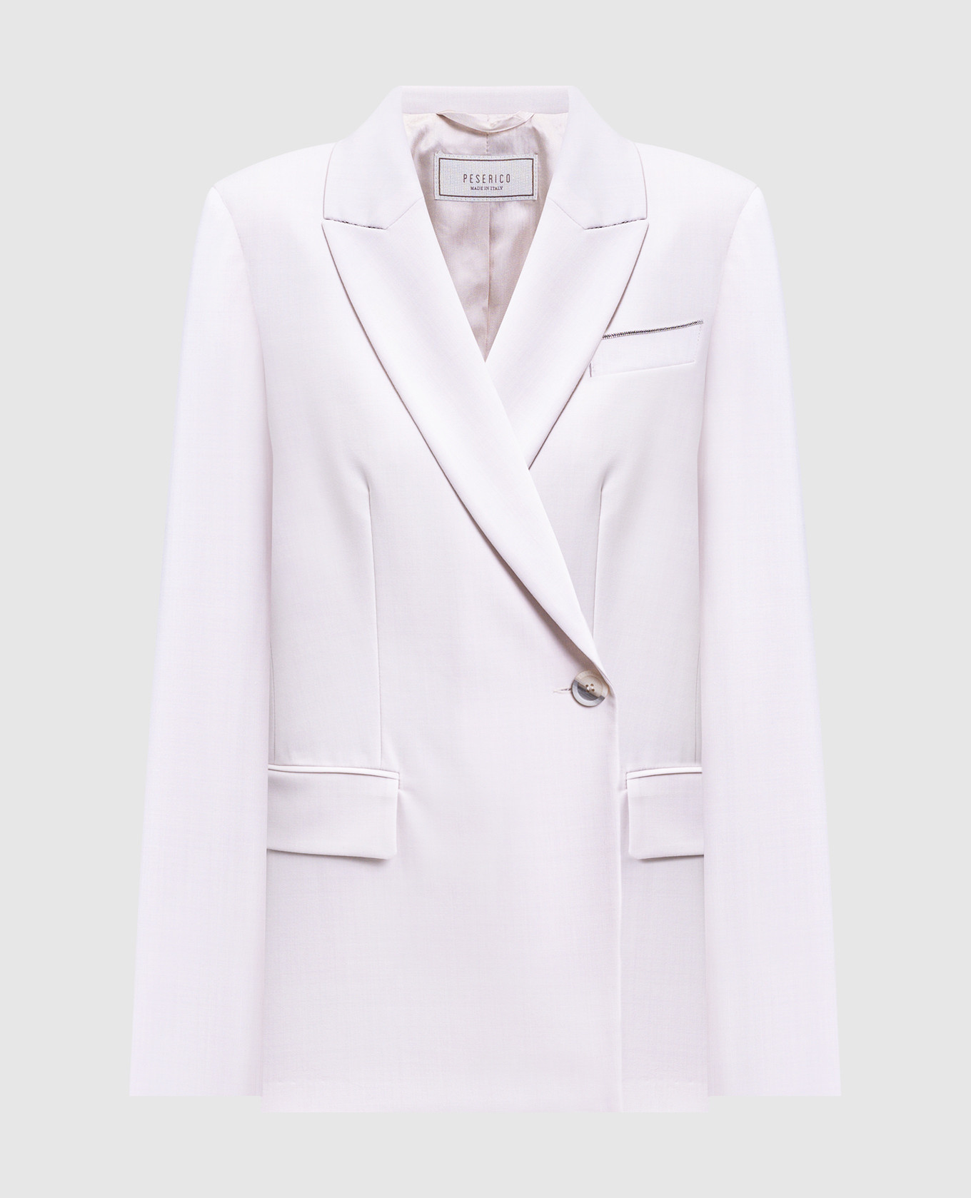 Beige wool jacket with branded patch Peserico