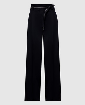 Peserico Black wool pants with belt P0470103472