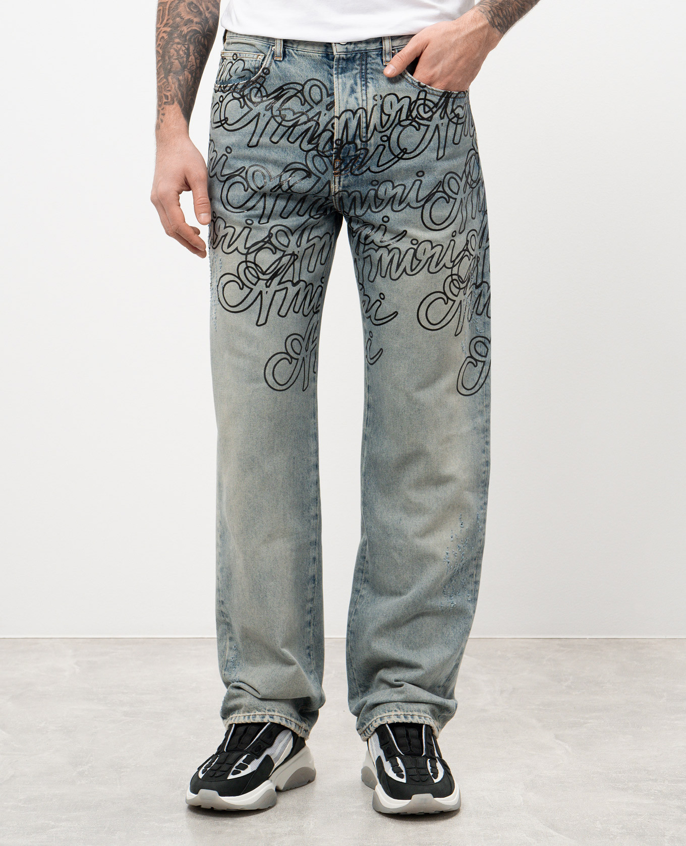 Blue jeans with logo print AMIRI 3