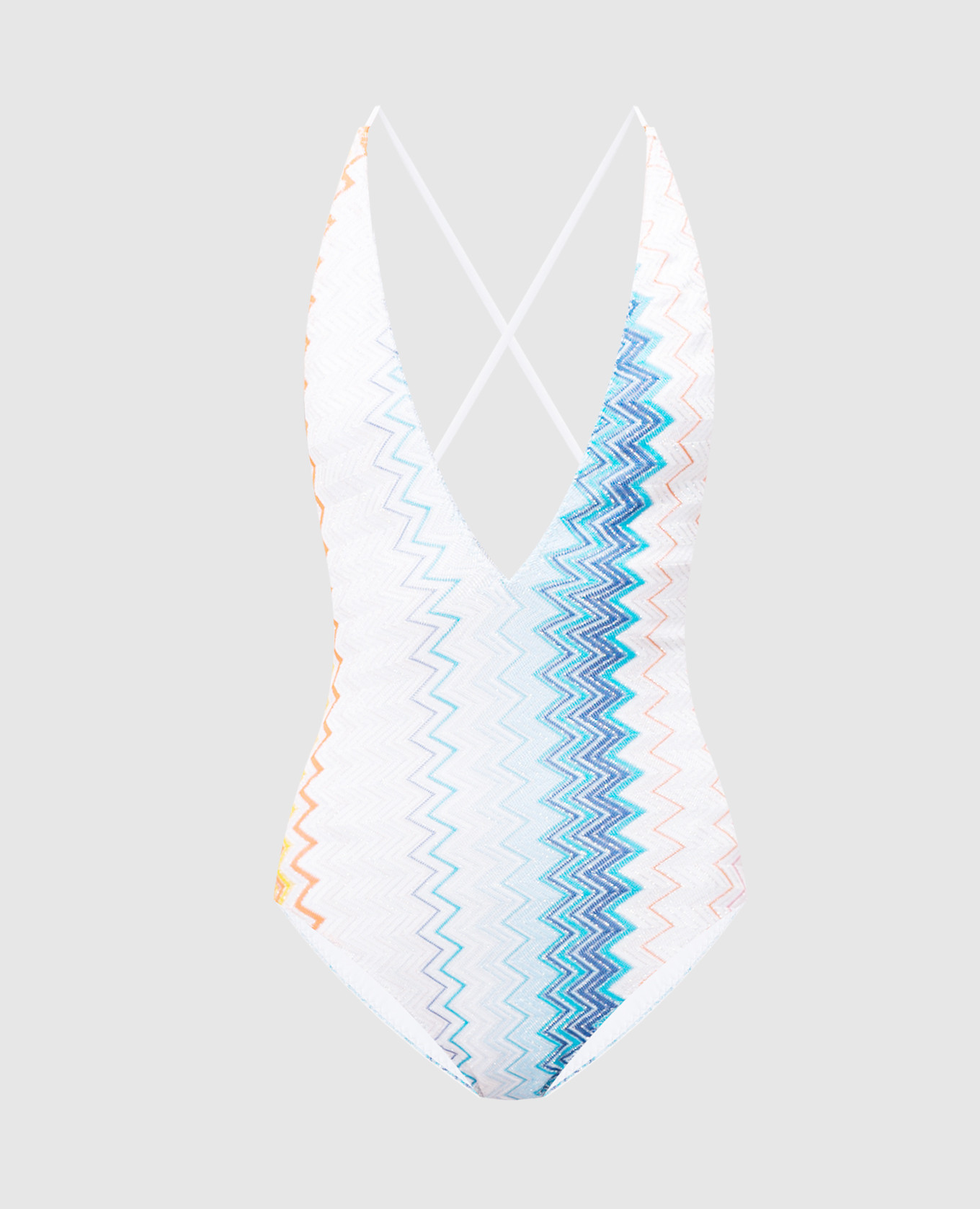 

Blue swimsuit with open back in lurex pattern Missoni, Light blue