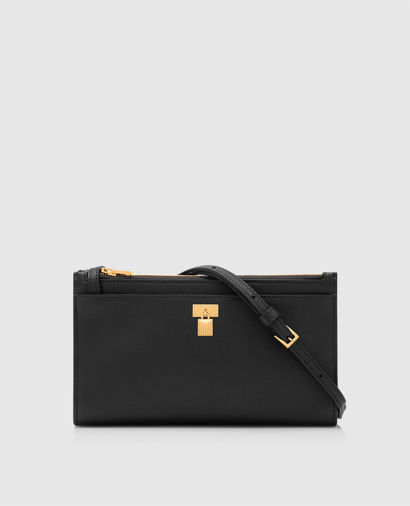 

Black leather cross-body bag with logo Tom Ford