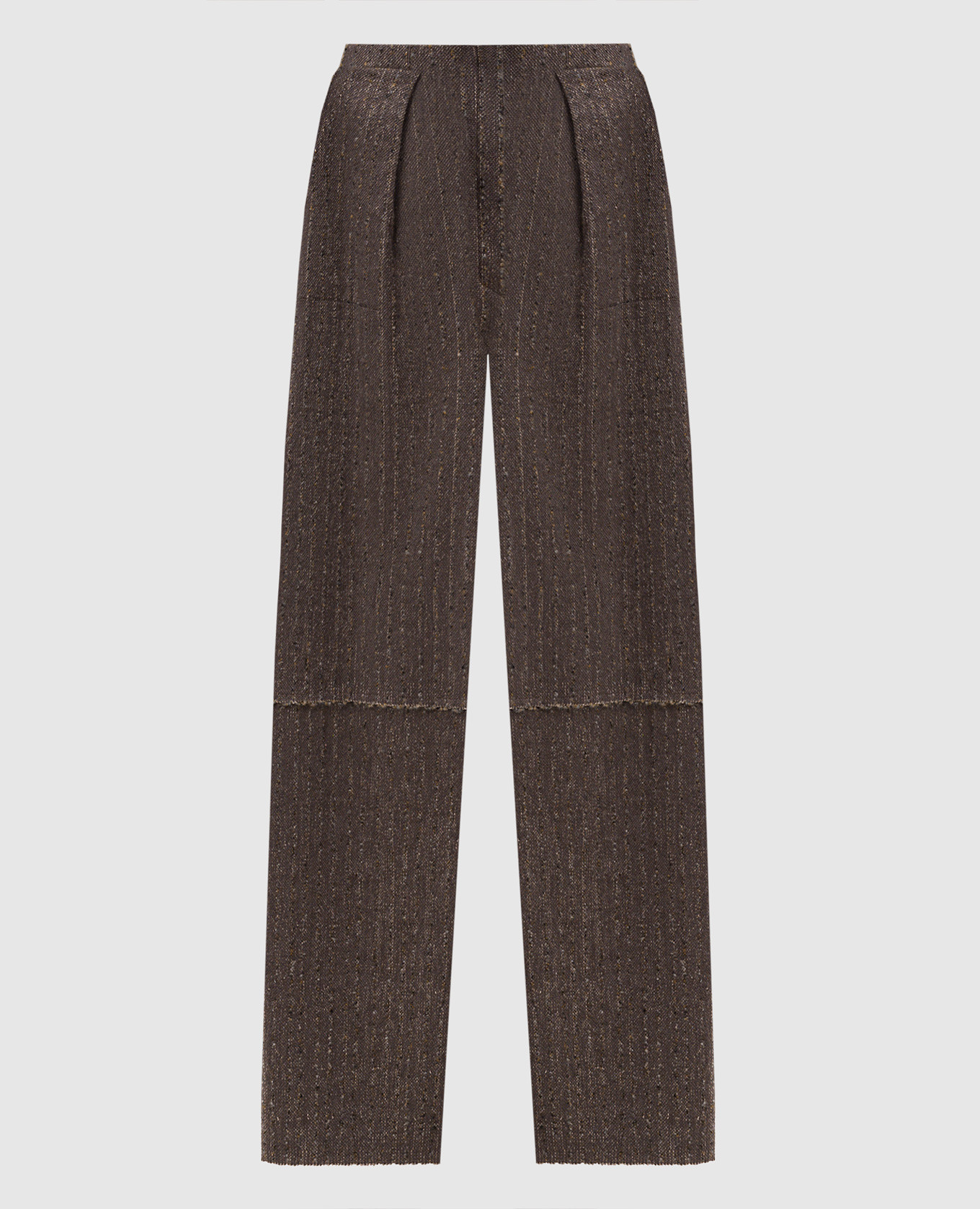

Brown wool, linen, silk and cashmere striped trousers BOBOUTIC