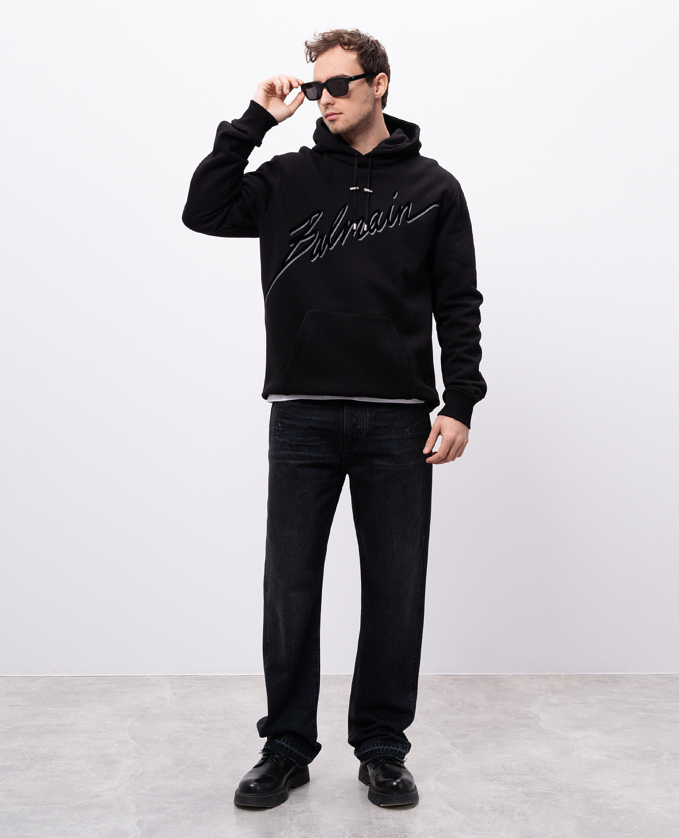 

Black Letter Hoodie with Logo Balmain